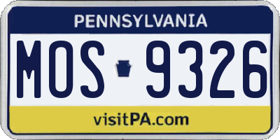 PA license plate MOS9326