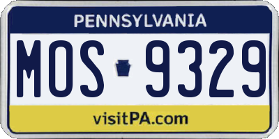 PA license plate MOS9329