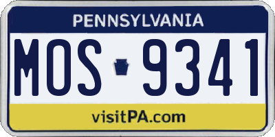 PA license plate MOS9341