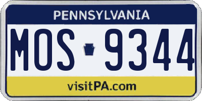 PA license plate MOS9344