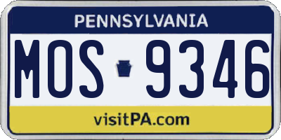 PA license plate MOS9346