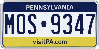 PA license plate MOS9347
