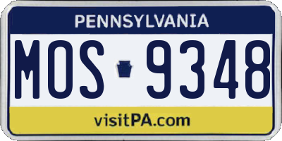 PA license plate MOS9348