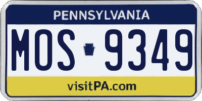 PA license plate MOS9349
