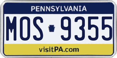 PA license plate MOS9355