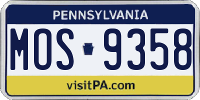 PA license plate MOS9358