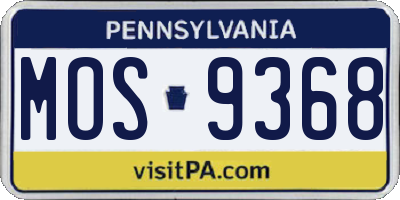 PA license plate MOS9368