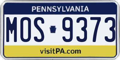PA license plate MOS9373