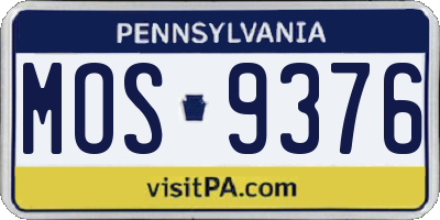 PA license plate MOS9376