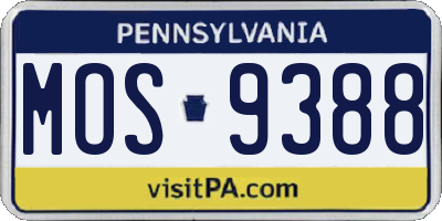 PA license plate MOS9388