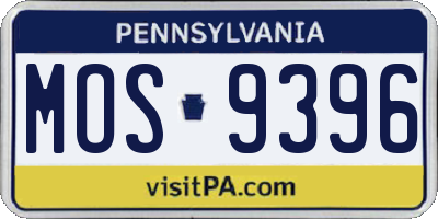 PA license plate MOS9396