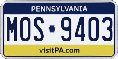 PA license plate MOS9403