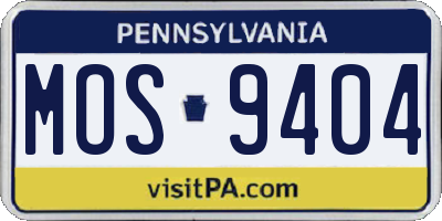 PA license plate MOS9404