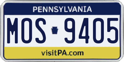 PA license plate MOS9405
