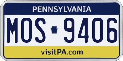 PA license plate MOS9406