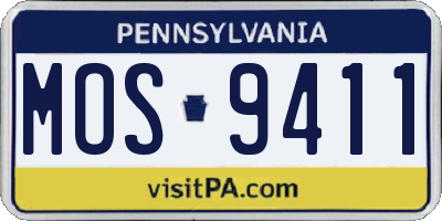 PA license plate MOS9411