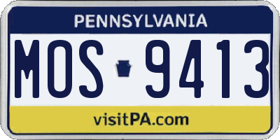 PA license plate MOS9413