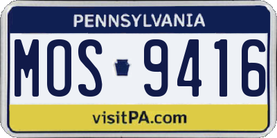 PA license plate MOS9416