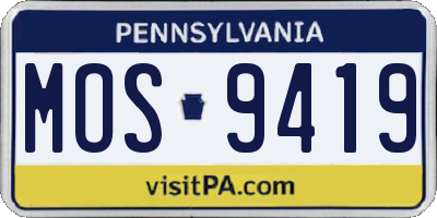 PA license plate MOS9419