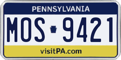 PA license plate MOS9421