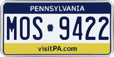 PA license plate MOS9422