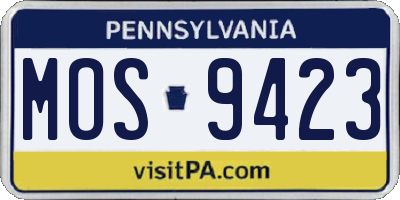 PA license plate MOS9423