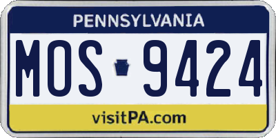PA license plate MOS9424