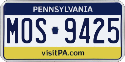 PA license plate MOS9425