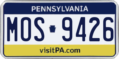 PA license plate MOS9426