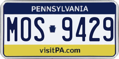 PA license plate MOS9429