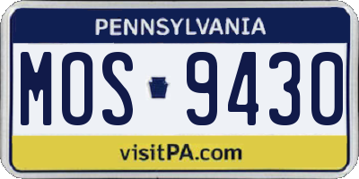 PA license plate MOS9430