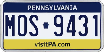 PA license plate MOS9431
