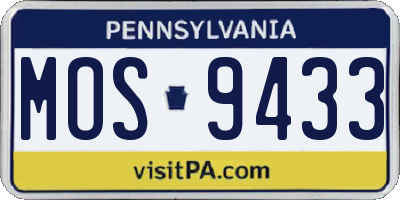 PA license plate MOS9433