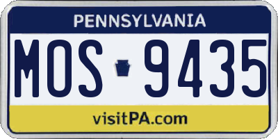 PA license plate MOS9435