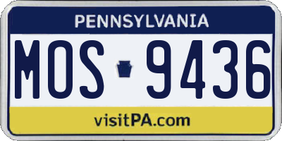 PA license plate MOS9436