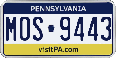 PA license plate MOS9443