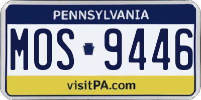PA license plate MOS9446