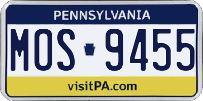 PA license plate MOS9455
