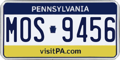 PA license plate MOS9456