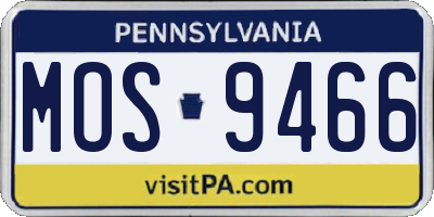 PA license plate MOS9466