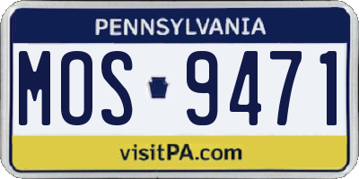 PA license plate MOS9471