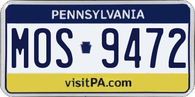 PA license plate MOS9472