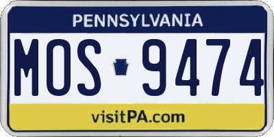 PA license plate MOS9474