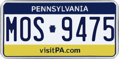 PA license plate MOS9475