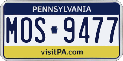 PA license plate MOS9477
