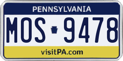 PA license plate MOS9478