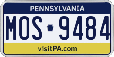 PA license plate MOS9484