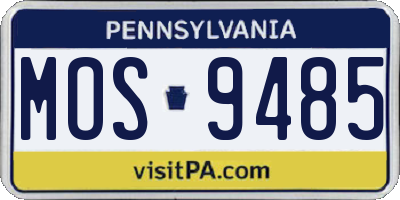 PA license plate MOS9485