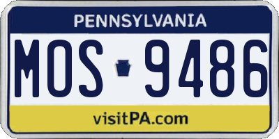 PA license plate MOS9486