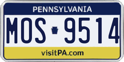PA license plate MOS9514